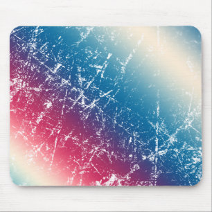 Multi-color Red Blue Scratched Marble Distressed Mouse Mat