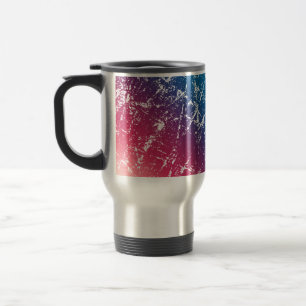 Multi-color Red Blue Scratched Marble Distressed Travel Mug