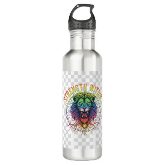 Multi-Color Roaring Lion Strength Within Graphic 710 Ml Water Bottle