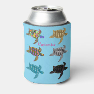 Multi-color Sea Turtles Thunder_Cove Can Cooler