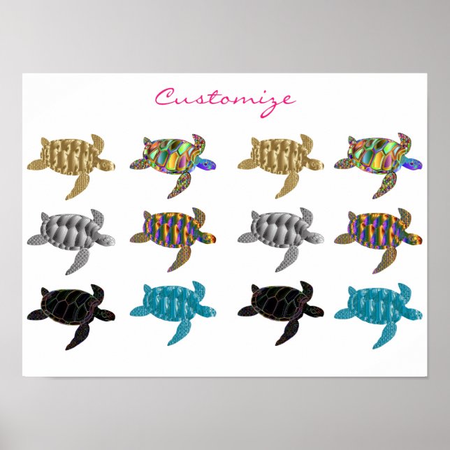 Multi-color Sea Turtles Thunder_Cove Poster (Front)