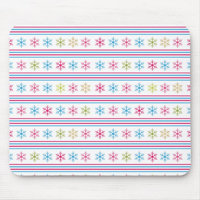Multi Color Snowflakes Mouse Mat (Front)
