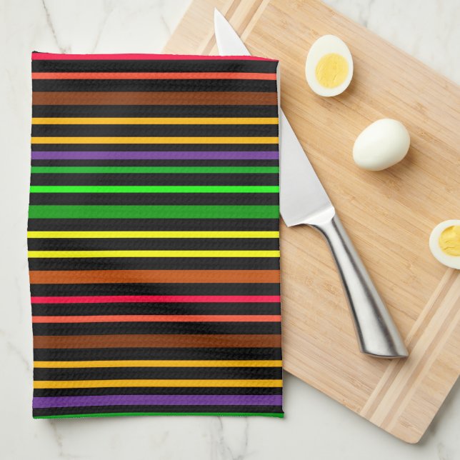 Multi Color Stripe Pattern Tea Towel (Quarter Fold)