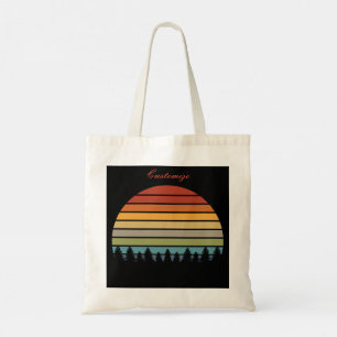 Multi-color striped moon with trees Thunder_Cove Tote Bag