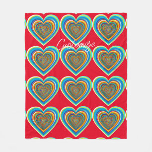 Multi-color Valentine Heart Thunder_Cove Fleece Blanket
