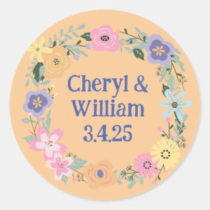 Multi-Color Wildflower Garden Blooms Floral Classic Round Sticker