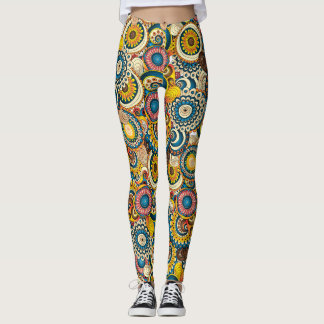 Multi Colored Floral Abstract Tentacle Swirl Artsy Leggings