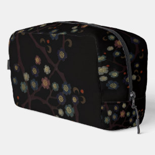 Multi-Colored Flowers On Black Dopp Kit