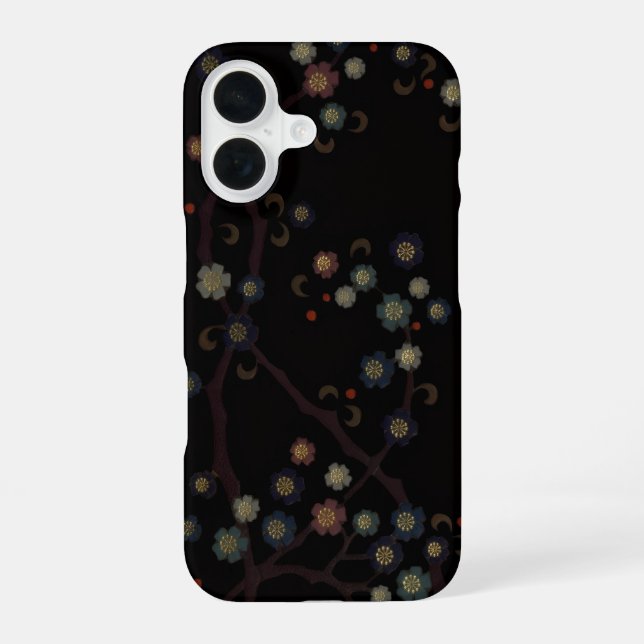 Multi-Colored Flowers On Black iPhone 16 Case (Back)