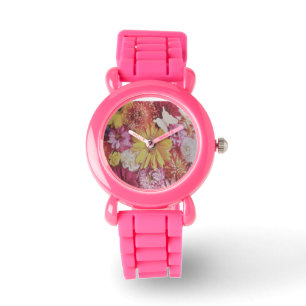 MULTI COLORED FLOWERS WATCH