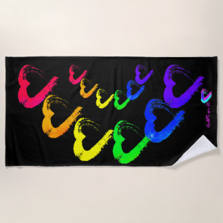 Multi Colored Hearts Beach Towel