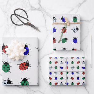 Multi colored ladybirds wrapping paper sheet
