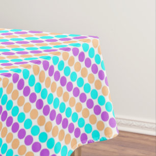 Multi colored large polka dots retro sixties tablecloth
