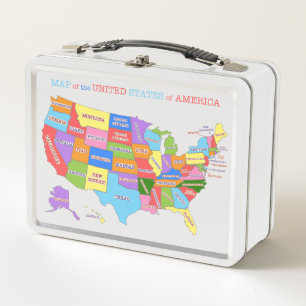 Multi-Colored Map Of the United States Lunch Box