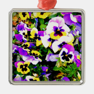 Multi-colored Pansy flowers Thunder_Cove Metal Tree Decoration