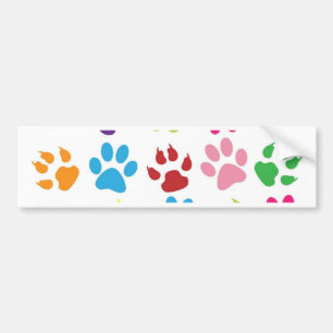 Multi-Colored Paw Prints Bumper Sticker