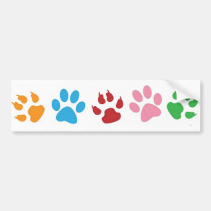 Multi-Colored Paw Prints Bumper Sticker