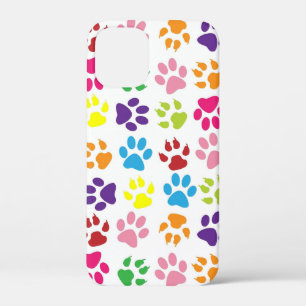 Multi-Colored Paw Prints iPhone 12 Mini Case