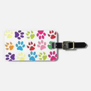 Multi-Colored Paw Prints Luggage Tag