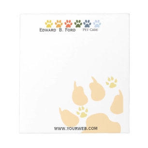 Multi Colored Paws Pet Animal Care Services Notepad