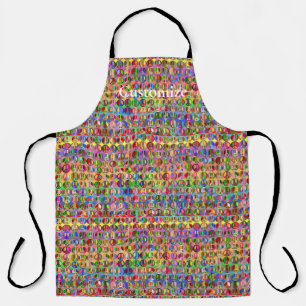 multi-colored peace symbols pattern apron