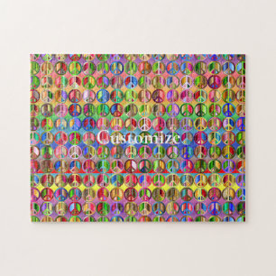 multi-colored peace symbols pattern jigsaw puzzle