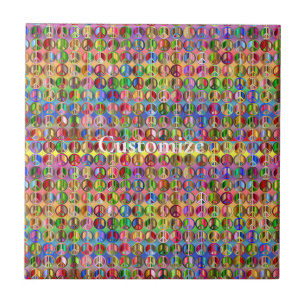 multi-colored peace symbols pattern tile