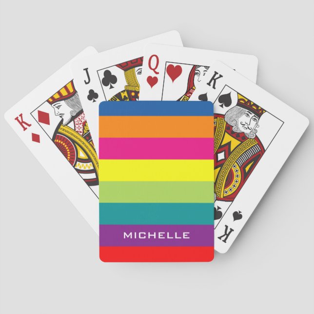 Multi colored playing cards with colorful stripes (Back)