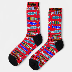 Multi-colored striped fish Thunder_Cove Socks