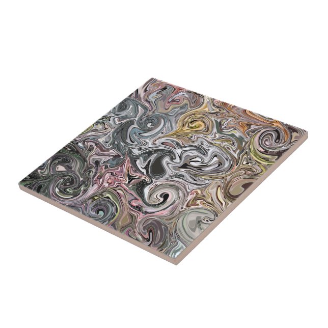 "MULTI-COLORED SWIRLS"(DIGITAL MANIP)CERAMIC TILE (Side)