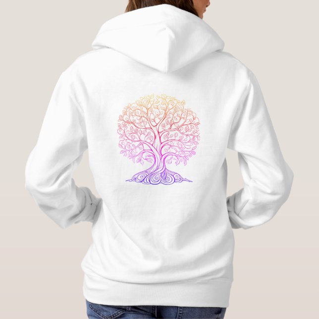 Multi-Colored Tree of Life Unisex Spiritual Graphi Hoodie (Back)