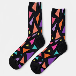 Multi-colored triangle geometric pattern socks