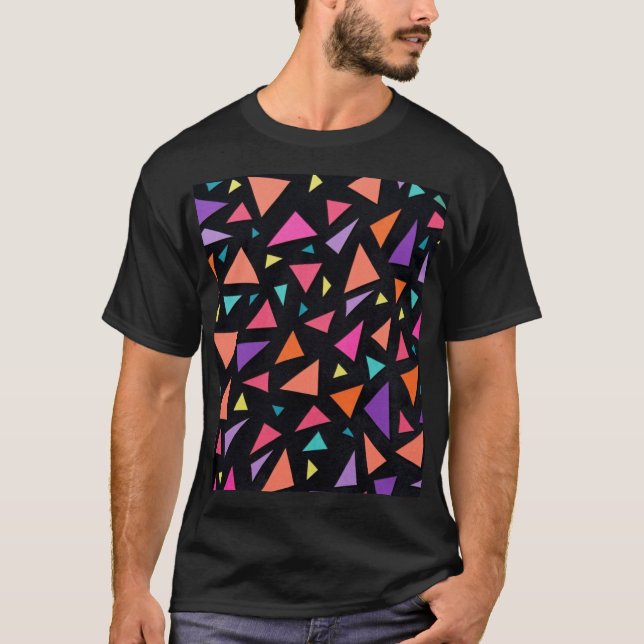 Multi-colored triangle geometric pattern T-Shirt (Front)