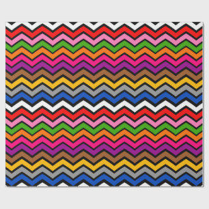Multi Colored Zigzag Chevron Black Design Wrapping Paper