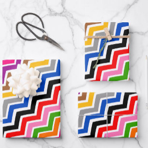 Multi Colored Zigzag Chevron Pattern Design  Wrapping Paper Sheet