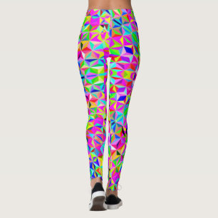Multi-colour 3-d polygon pattern leggings