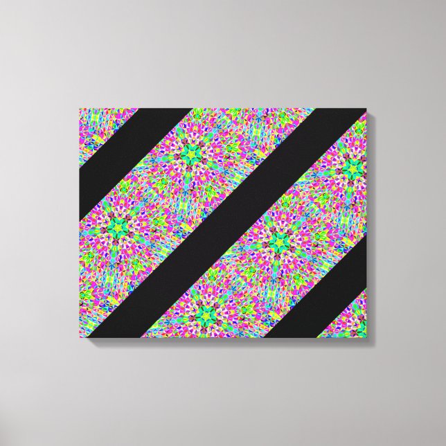 Multi-colour 3-d polygon striped pattern canvas print (Front)