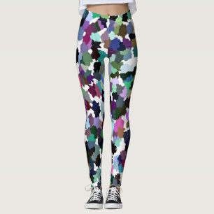 Multi-Colour Abstract Crystal Pattern Leggings