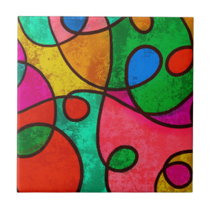 Multi - Colour Abstract Design Tile
