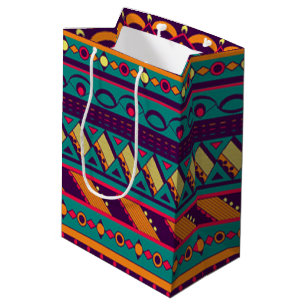 Multi Colour African Design Medium Gift Bag