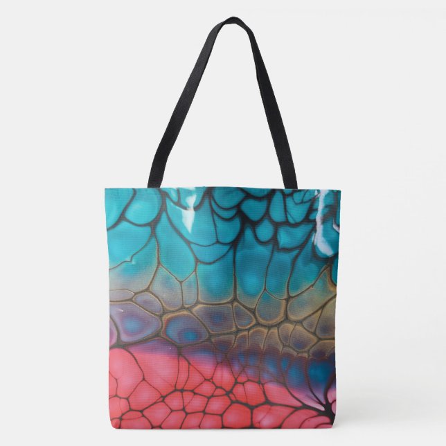 Multi-colour and a snake skin texture tote bag (Front)