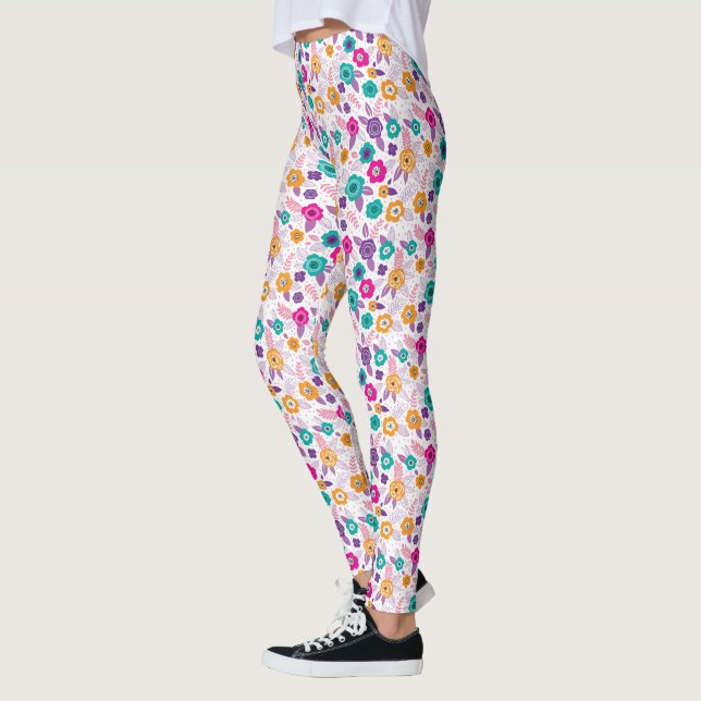 multi colour Beautiful elegant flower pattern  Leggings (Left)