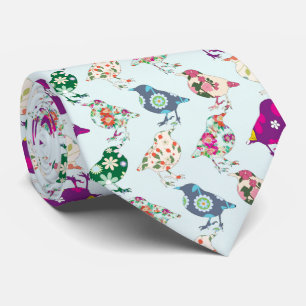 Multi-colour Birds on Light Blue Men's Tie