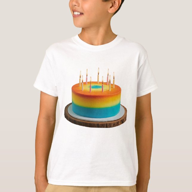 Multi-Colour Birthday Cake Design Kids' Basic T-Shirt (Front)