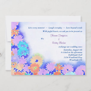 Multi Colour Boho Rainbow Flowers Wedding Invitation