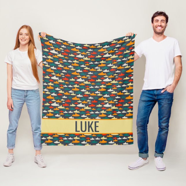 Multi Colour Boys Shark Pattern Fleece Blanket (In Situ)