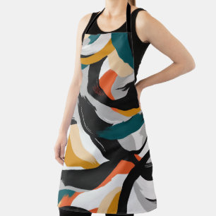 multi colour brush strokes in bold monochrome hues apron