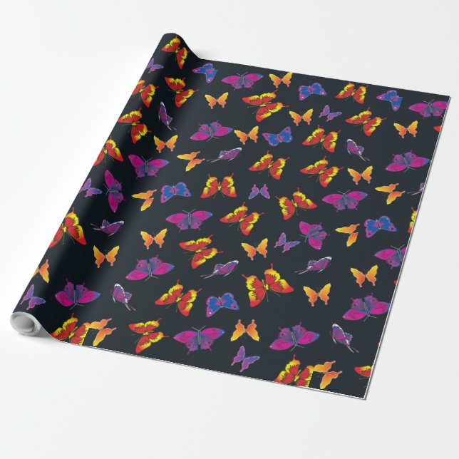 Multi Colour Butterflies Wrapping Paper (Unrolled)