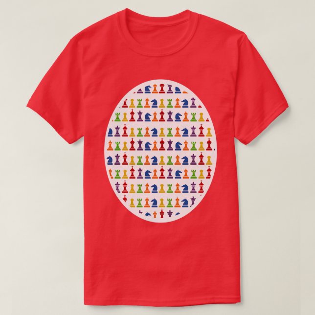 Multi Colour Chess Piece Design Larger Image Versi T-Shirt (Design Front)