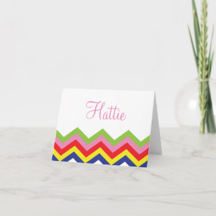 Multi Colour Chevron Personalised Folded Note Card